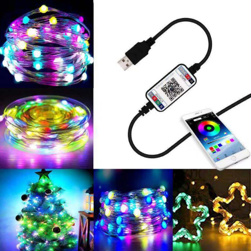 LED Wi-Fi String Lights 5M 10M 15M 20M Smart App Bluetooth Control Multi-modes Color Changing Music Sync Marquee for Christmas Tree Holiday Decoration