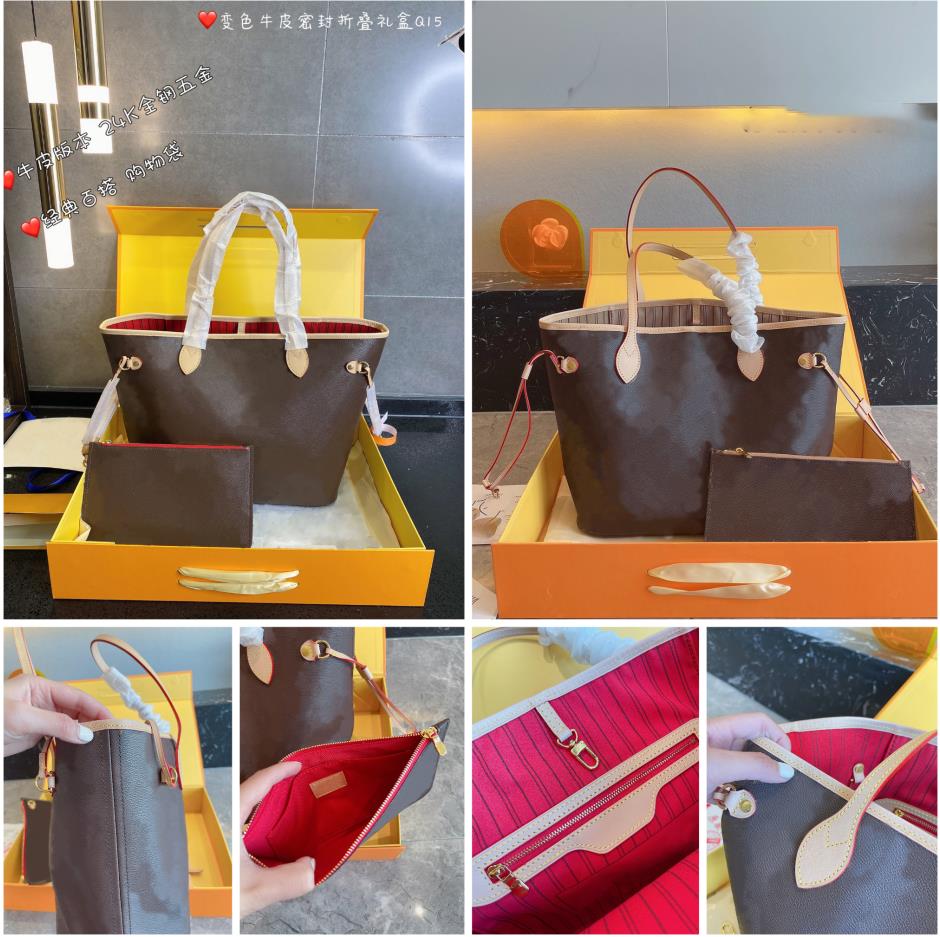 

2021 luxury designer ladies handbag Neverfull GMwomen tote bag shopping bags classic presbyopia Discoloration leather large capacity top quality, Box