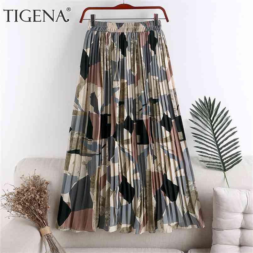 TIGENA Vintage Long Pleated Skirt Women Summer Holiday Beautiful Colorful Print Chiffon High Waist Maxi Female 210702, Apricot
TIGENA Vintage Long Pleated Skirt Women Summer Holiday Beautiful Colorful Print Chiffon High Waist Maxi Female 210702, Apricot
