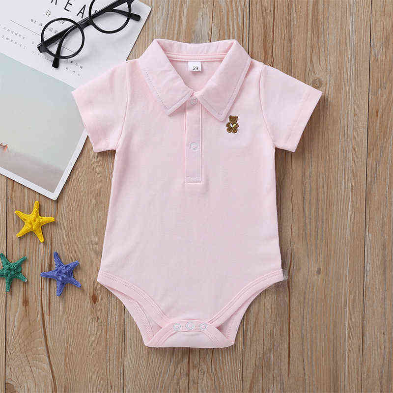 born Baby Romper 0-12 Months Summer Solid 3 Colours Polo Infant Boy Girl Clothes jumpsuit born Bebies Roupas 211101