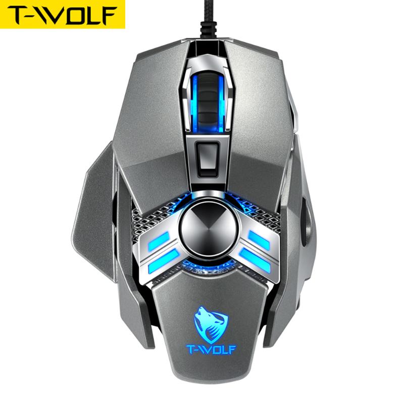 Mice T-WOLF Wired Gaming Mouse V10 Ergonomic Programmable With 7 Buttons 4 Backlight Modes Up To 6400 DPI Keyboard For PC Gamers