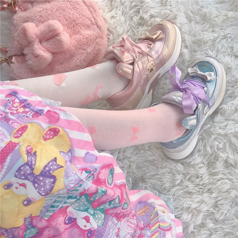 Sweet Round-headed Rock Bottom College Anime Casual Sneakers Beautiful Kawaii Sports Running Lolita Shoes Ko4q