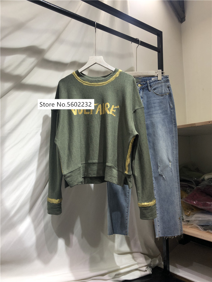 Women's Graffiti Letters Print Sweatshirts Loose Slit Long Sleeve O-neck Autumn Fashion Tops Female Pullover 201208