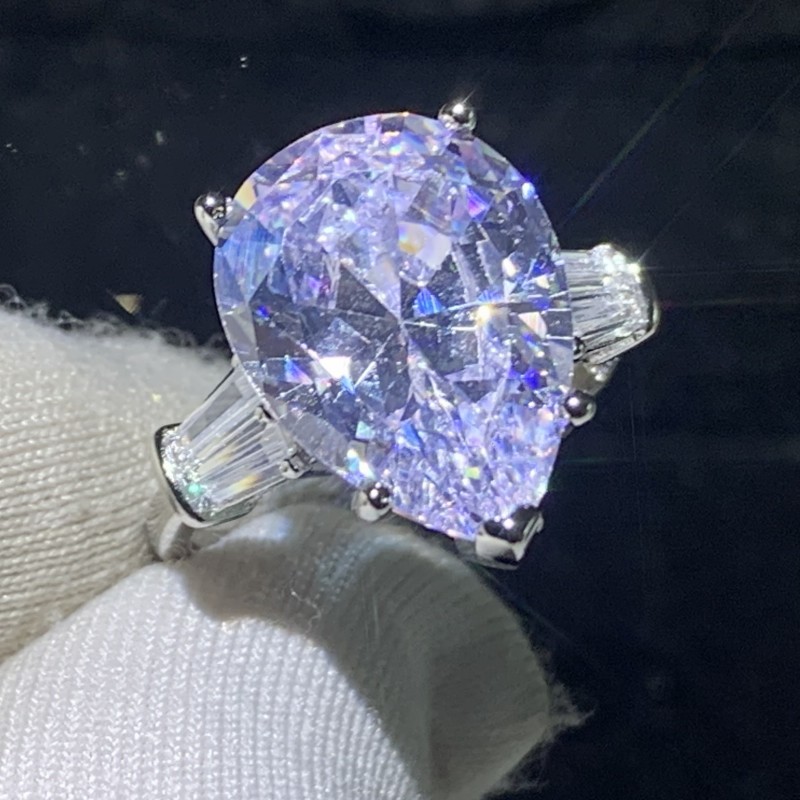 Sparkling Luxury Jewelry Wedding Ring ReaL 925 Sterling Silver Princess Cut White Topaz CZ Diamond Gemstones Party Handmade Moissanite Women Engagemen