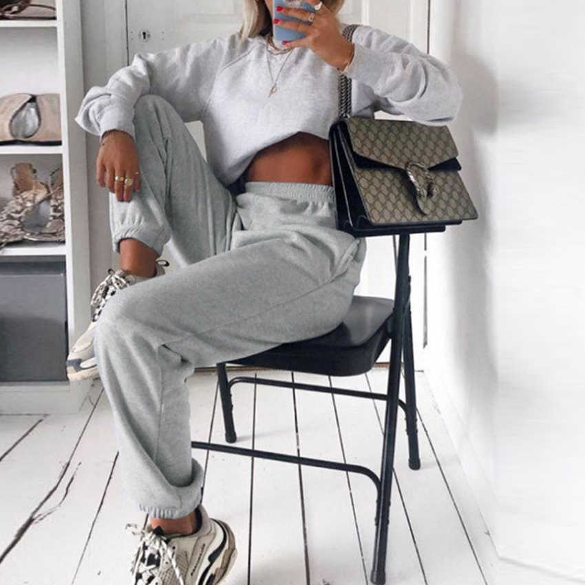 Lusofie Wide Leg SweatPants Harajuku Joggers Fall Women Trousers High Waist Pants Streetwear Korean Casual Pant Femme 211115