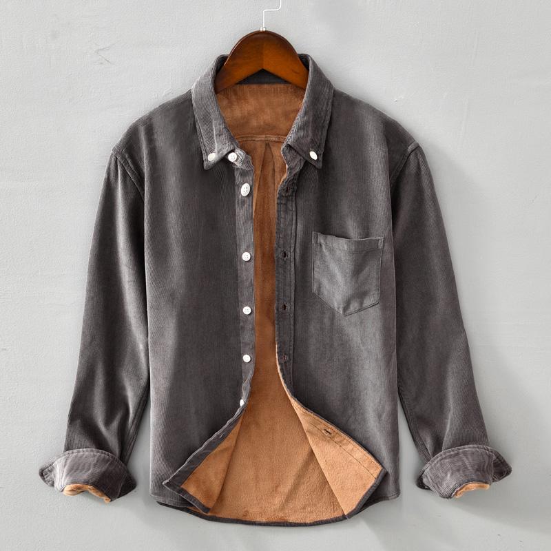 Men's Casual Shirts Corduroy Shirt For Men Long Sleeve Plus Velvet Thickening Solid Color Tops Male Cotton Turn-down Collar Keep Warm, Brown
Men's Casual Shirts Corduroy Shirt For Men Long Sleeve Plus Velvet Thickening Solid Color Tops Male Cotton Turn-down Collar Keep Warm, Brown