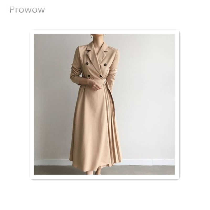 Spring and Summer Korean Casual Loose Double-breasted Women's Dress Elegant OL Wind Belt 210615Z