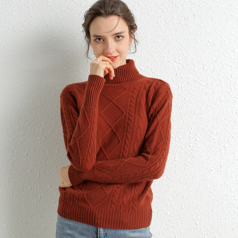 100% Merino Wool Cashmere Sweater Women Winter Warm Turtleneck Long Sleeve Ladies Pullover knitted Autumn Jumper Vintage Sweater 210218