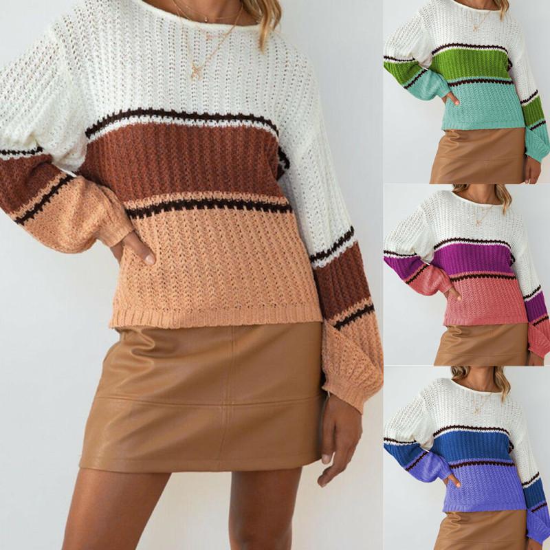 Women's Sweaters Autumn Women Full Sleeve Round Neck Loose Casual Style Patchwork Color Knitting Winter Pullovers Knitwear C3284, White;black
Women's Sweaters Autumn Women Full Sleeve Round Neck Loose Casual Style Patchwork Color Knitting Winter Pullovers Knitwear C3284, White;black
