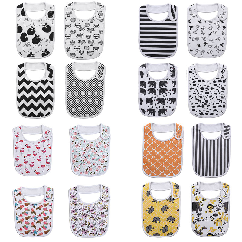Fashion Newborn Cotton Bib Towel Digital Printing Baby Bibs Double Thick Absorbent Square Towel for Feeding Infant Babador 210226