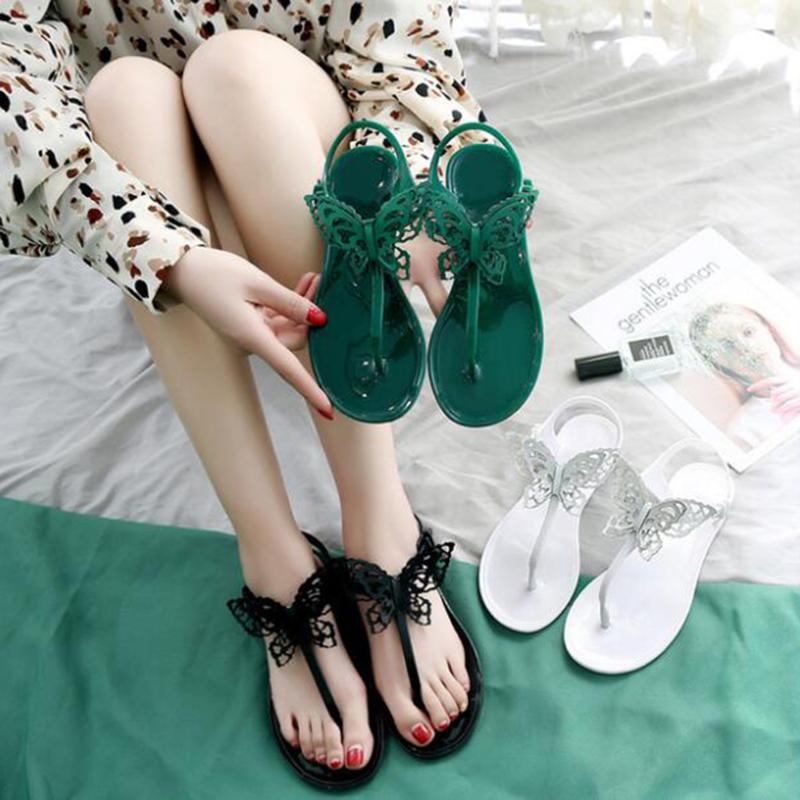 Cuddly Summer Green Slides Brazilian 3D Butterfly Women Sandals Crystal Jelly Shoes Lady Beach Flip Flops Sandalias Mujer fa270
