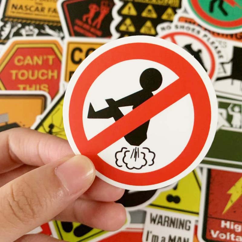 Warning Stickers Danger Banning Sticker Skateboard Fridge Guitar Laptop Motorcycle Travel Classic Toy Car Refrigerator DIY Decals