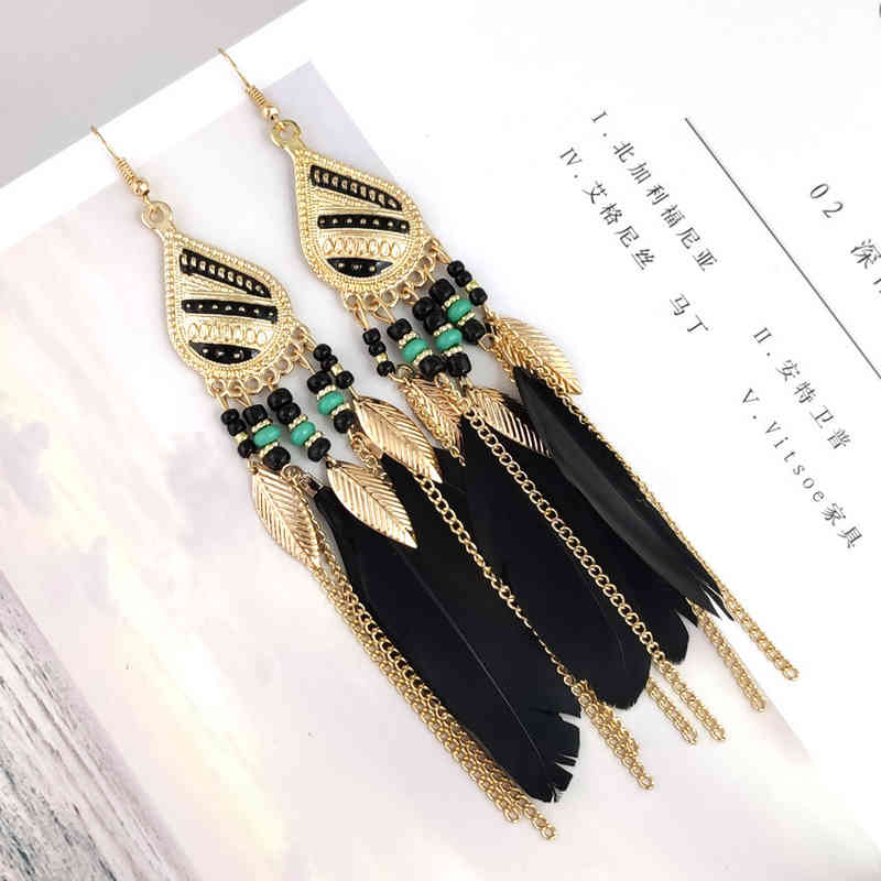Charms Ear Stud Clip Rings Court National Temperament Versatile Bohemian Simple Feather Female Accessories