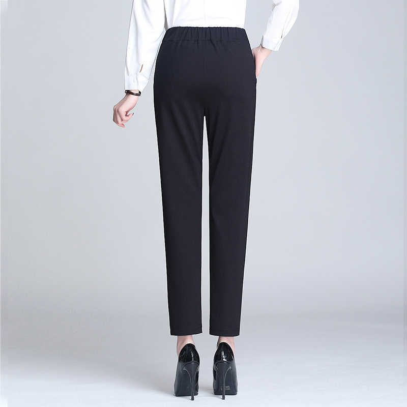 high Elastic Waist harem female pants Elegant Women Bottoms spring workwear Office Ladies Skinny womens Trousers Plus size 210608