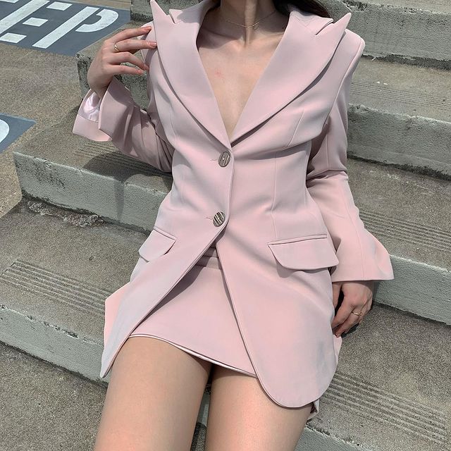 Spring Leisure Pink Women Wedding Dress Suits Mother of the Bride Suits Slim Evening Party Tuxedos Formal 2 pieces