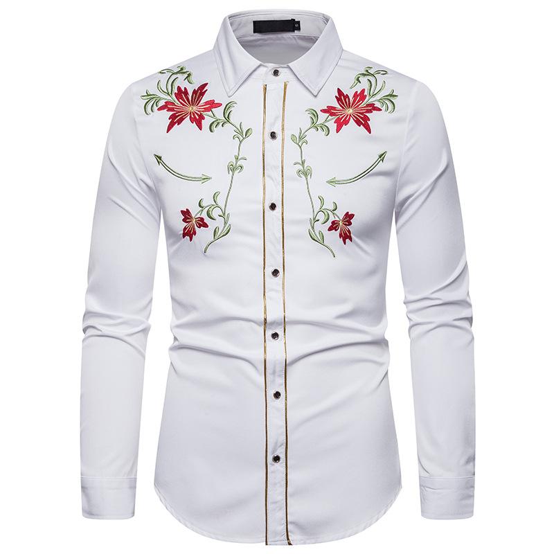 Western Cowboy Shirt Men 2021 Brand Floral Embroidery Shirt Mens Slim Fit Long Sleeve Button Up Dress Shirts Wedding Party, Navy
Western Cowboy Shirt Men 2021 Brand Floral Embroidery Shirt Mens Slim Fit Long Sleeve Button Up Dress Shirts Wedding Party, Navy