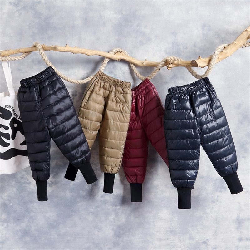 Winter Baby Boys Girls Leggings Children Pants Cotton-Padded Down Pant Toddler Thicken Warm Pants Kids Trousers 1 2 3 4 5 6 Year 210306