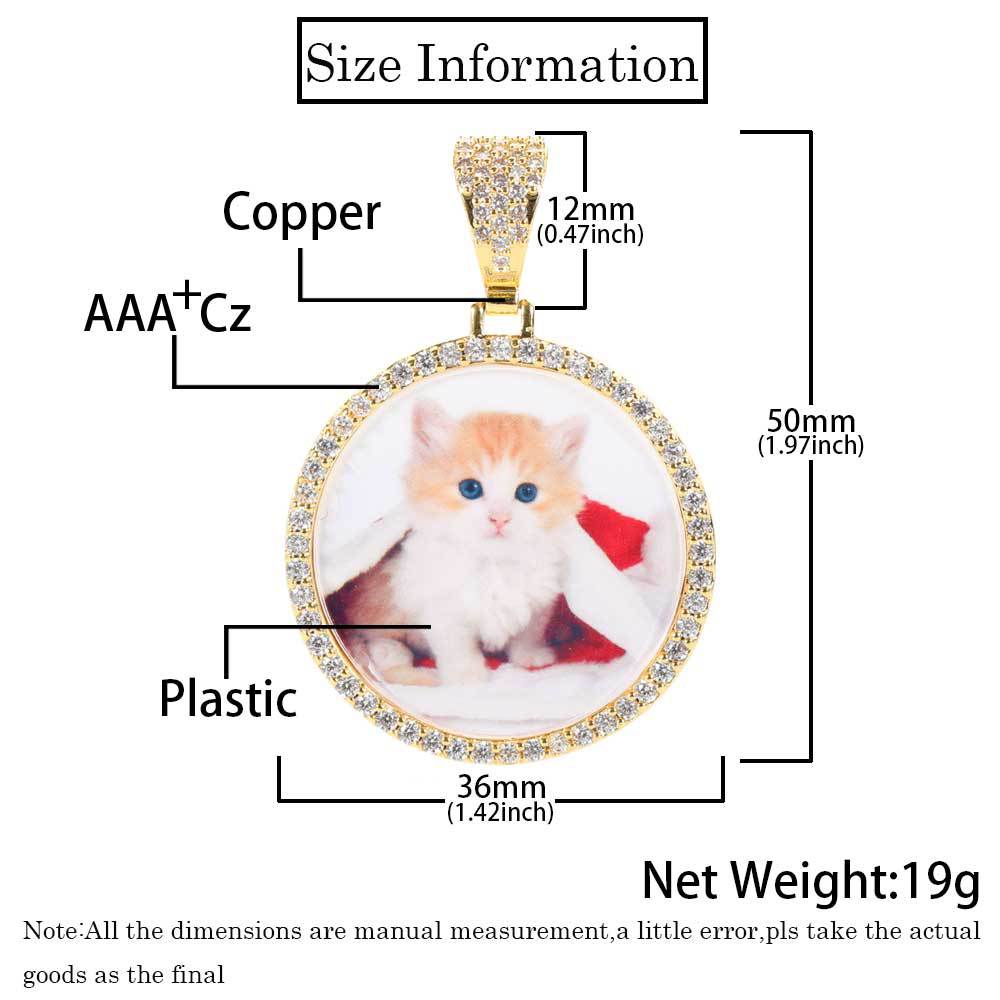 Hip Hop Customize Photo Pendant Necklace Round Memorial Frame Medal Pendants Men Women Lover Couple Gift