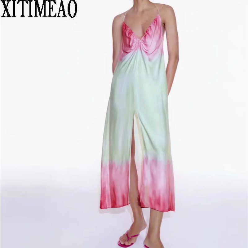 Za Sexy Suspenders Low Chest Open Back Side V Neck Retro Tie Dye Printing Dress Suspender Party Skirt Women XITIMEAO 210602, As picture
Za Sexy Suspenders Low Chest Open Back Side V Neck Retro Tie Dye Printing Dress Suspender Party Skirt Women XITIMEAO 210602, As picture