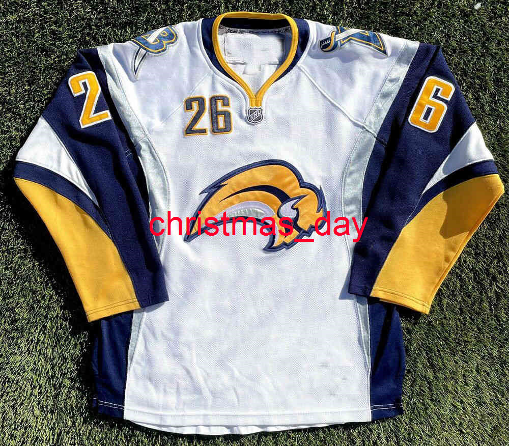Stitch custom Buffalo Sabres 2007-2010 Thomas Vanek Buffaslug Hockey Jersey Add any number name hockey jersey, White
Stitch custom Buffalo Sabres 2007-2010 Thomas Vanek Buffaslug Hockey Jersey Add any number name hockey jersey, White