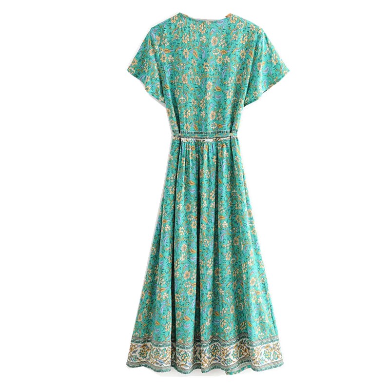 2021 Bohemian Cross V neck Flower Print Front Slit Wrap Dress Holiday Woman Short sleeve Lace up Waist Maxi Long Dresses BOHO, Red
2021 Bohemian Cross V neck Flower Print Front Slit Wrap Dress Holiday Woman Short sleeve Lace up Waist Maxi Long Dresses BOHO, Red