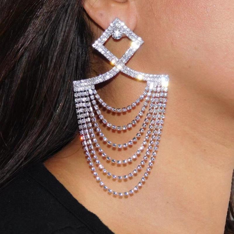 Dangle & Chandelier 2021 Fashion Luxury Shiny Rhinestone Long Tassel Earrings Female Accessories Dinner Party Wedding Gift, Silver
Dangle & Chandelier 2021 Fashion Luxury Shiny Rhinestone Long Tassel Earrings Female Accessories Dinner Party Wedding Gift, Silver