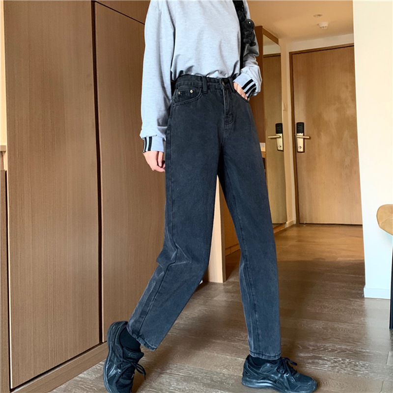 Spring/summer 9-point straight jeans women's size Hong Kong style high waist slim fat mm loose Joker Torre pants 210222