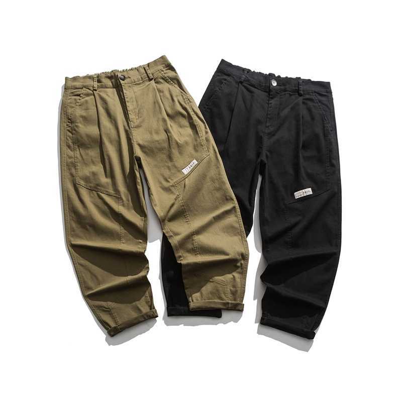 Japan Style Basic Cargo Pants Men City Army Green Trousers Men Casual Streetwear Loose Fit Straight Pants Clothing Male Spring 210603