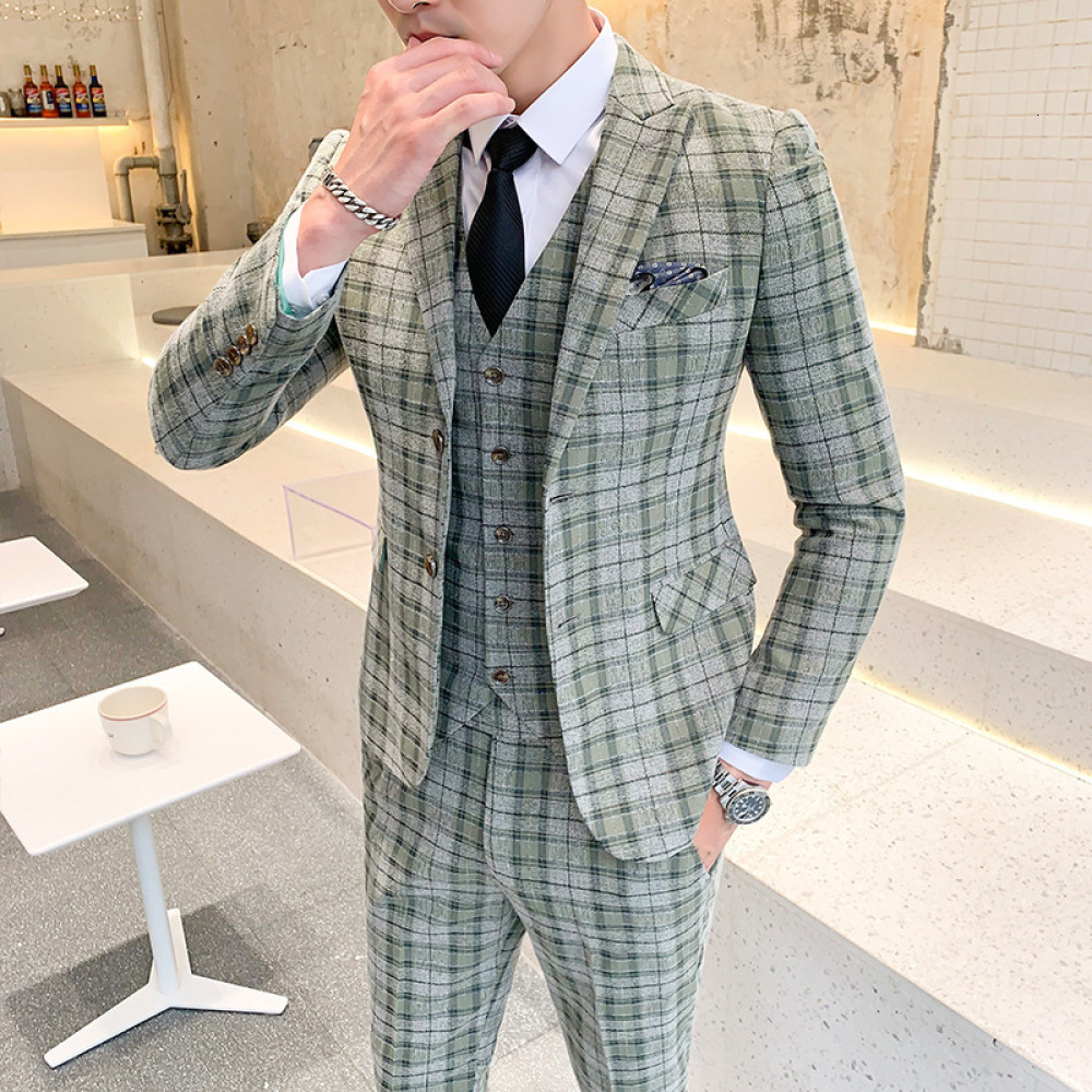 Male Version Lattice Suit Piece (coat Pants + Vest) Fashion Urban British Gentleman Business Large Size Sets Hr7u, Light yellow
Male Version Lattice Suit Piece (coat Pants + Vest) Fashion Urban British Gentleman Business Large Size Sets Hr7u, Light yellow