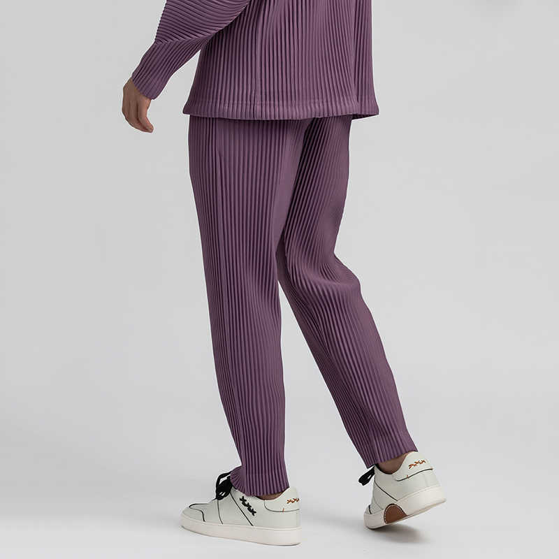 EWQ / men's wear Japanese stretch fold fabric thin style loose wide leg pants straight pleated casual pants for male Y3059 JF150 200930