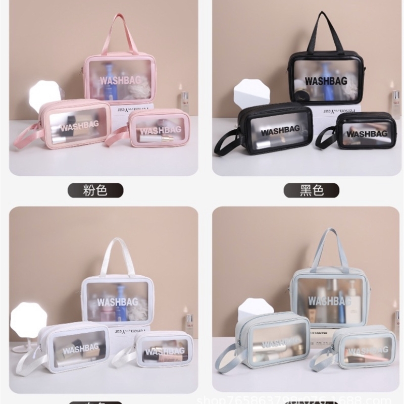 Women's transparent portable travel waterproof washing storage PVC frosted large capacity cosmetic bag, White
Women's transparent portable travel waterproof washing storage PVC frosted large capacity cosmetic bag, White