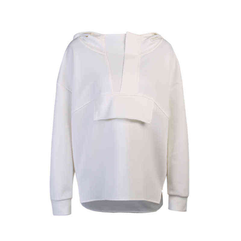 InstaHot Fashion Women Hoodies Oversize Asymmetric Hem Solid Black White Autumn Sweatshirt Loose Streetwear Hooded Pullover Tops Y1118