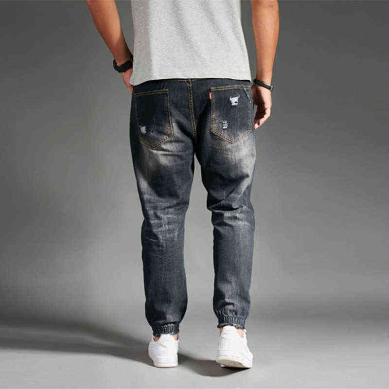 Ripped Jeans For Men Blue Black Denim Mens Jean Homme Harem Hip Hop Plus Size Trousers 44 48 Uomo Fashions Jogger Pants 211111