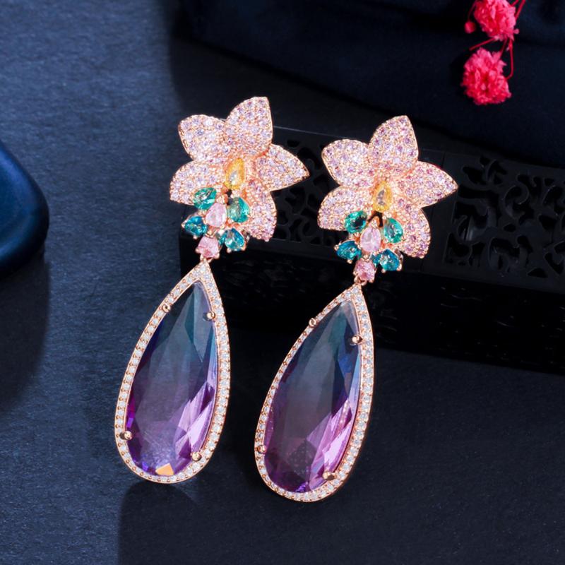 Dangle & Chandelier CWWZircons Micro Pave Pink Cubic Zirconia Flower Big Water Drop Rainbow Crystal Long Luxury Earring For Women Boho Jewel, Silver
Dangle & Chandelier CWWZircons Micro Pave Pink Cubic Zirconia Flower Big Water Drop Rainbow Crystal Long Luxury Earring For Women Boho Jewel, Silver