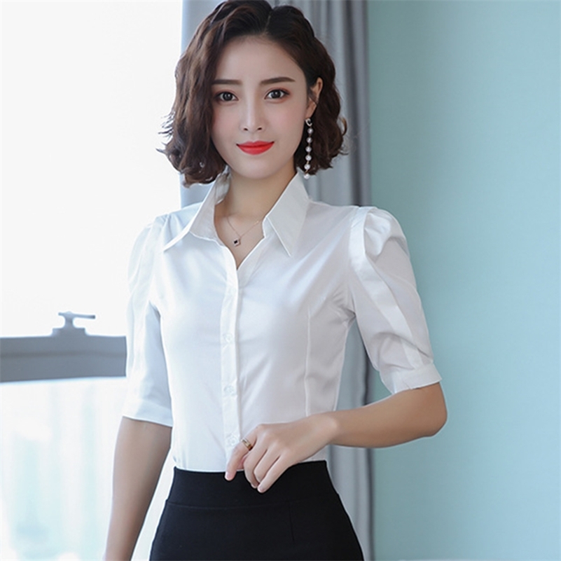 Korean Women Shirts Woman White Shirt Plus Size Elegant Women V Neck Blouse Shirts Womens Tops and Blouses Blusas Mujer De Moda 210225