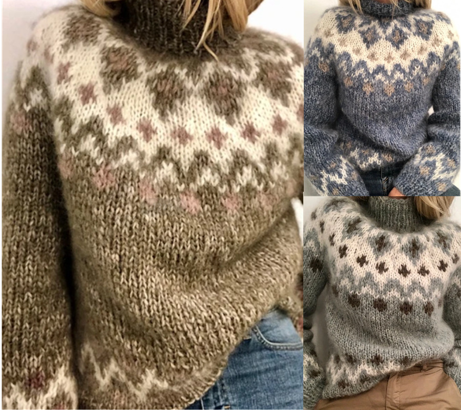 Women's Pullover Sweater Classic Style Multi Color Geometic Ethnic Casual Long Sleeve Sweater Cardigans High Neck Fall Winter Blue gray, White;black
Women's Pullover Sweater Classic Style Multi Color Geometic Ethnic Casual Long Sleeve Sweater Cardigans High Neck Fall Winter Blue gray, White;black