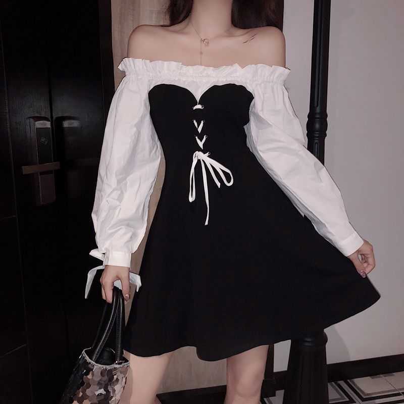 Autumn Women Lolita Ruffles Off Shoulder Bow Puff Sleeve Lace Up Slim Dress Female Vintage Party Mini Dresses Vestidos 210601, Black
Autumn Women Lolita Ruffles Off Shoulder Bow Puff Sleeve Lace Up Slim Dress Female Vintage Party Mini Dresses Vestidos 210601, Black