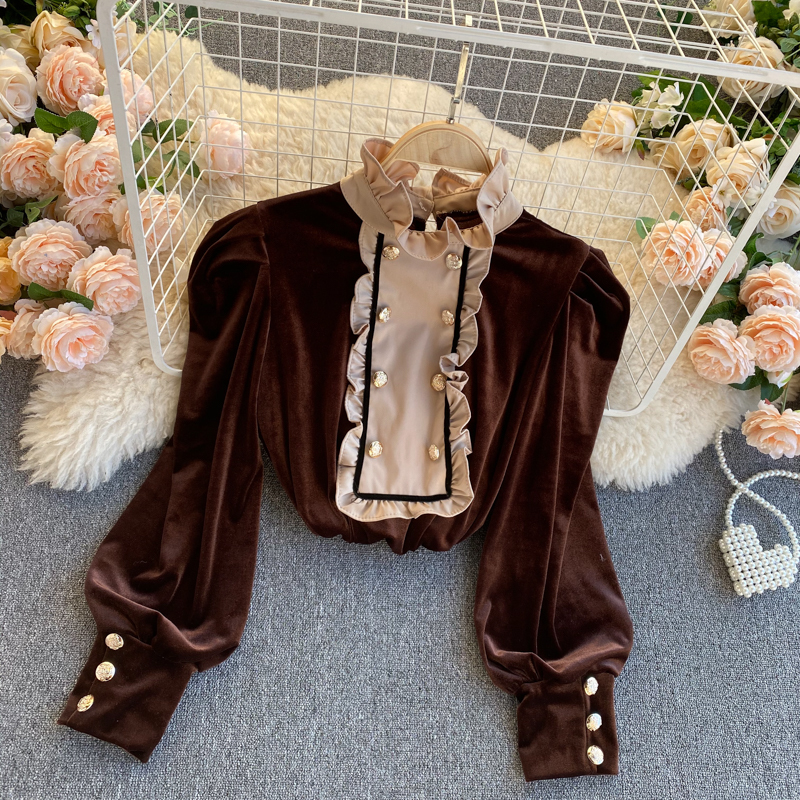 Veet Blouse For Women, Double Breasted Casual Spring Autumn Shirt