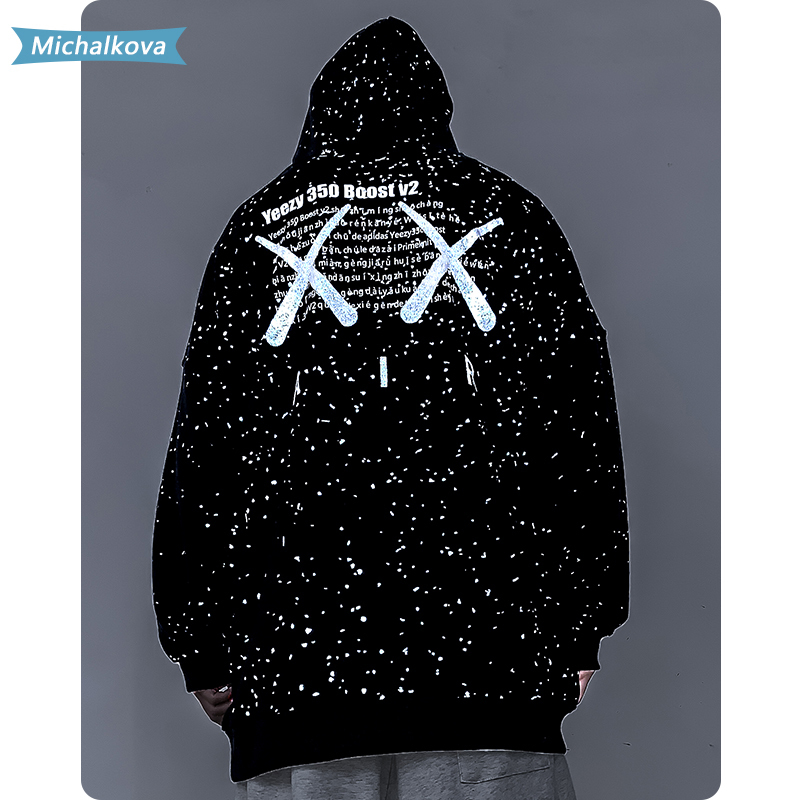 starry sky Reflective material Men's clothing Hoodies Jogger Harajuku High street Hiphop moletom hombre sudaderas con capucha 201020