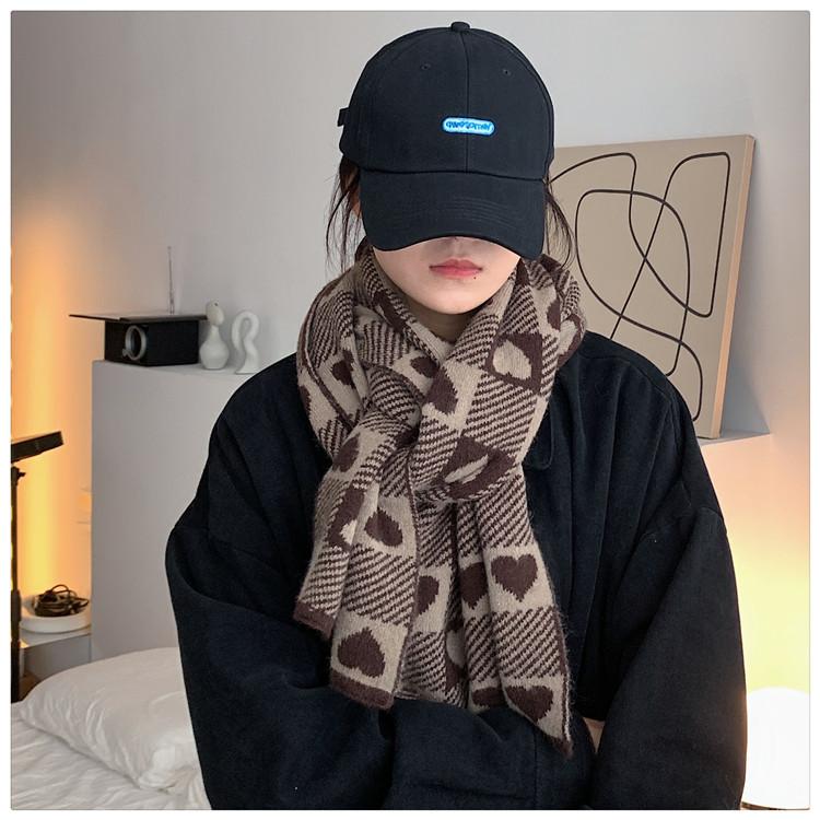 Scarves Knitted Wool Scarf Love Heart Black White Plaid Thickened Warm Winter Women's Christmas Year Gifts, Blue;gray
Scarves Knitted Wool Scarf Love Heart Black White Plaid Thickened Warm Winter Women's Christmas Year Gifts, Blue;gray