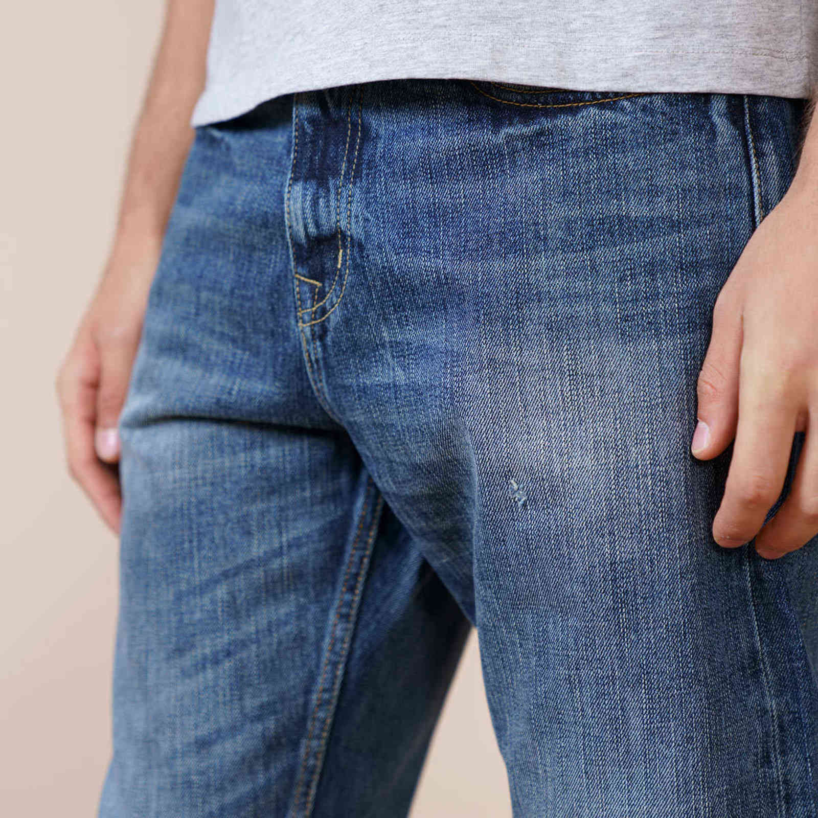 Autumn Winter Regular Slim Fit Jeans Men Retro Style 100% Cotton Denim Trousers Vintage Jean 211111