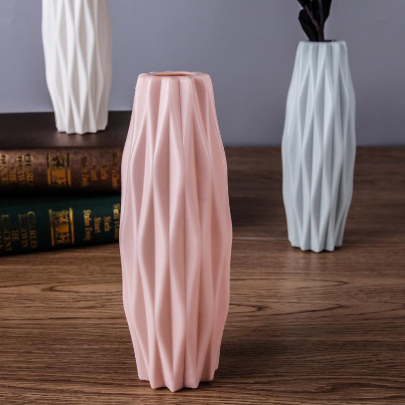 Vases Creative Plastic Vase Nordic Color Camellia Ornaments Dry Flower Wet Imitation Glaze Living Room Decoration