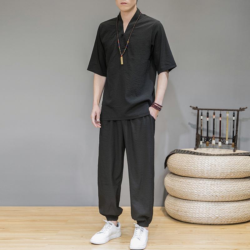 Men's Tracksuits Men 2021 Summer Ice Silk Cool Tracksuit Thin Nine Pants Casual Suit Loose Large Size 2 Pieces Suits, 02
Men's Tracksuits Men 2021 Summer Ice Silk Cool Tracksuit Thin Nine Pants Casual Suit Loose Large Size 2 Pieces Suits, 02