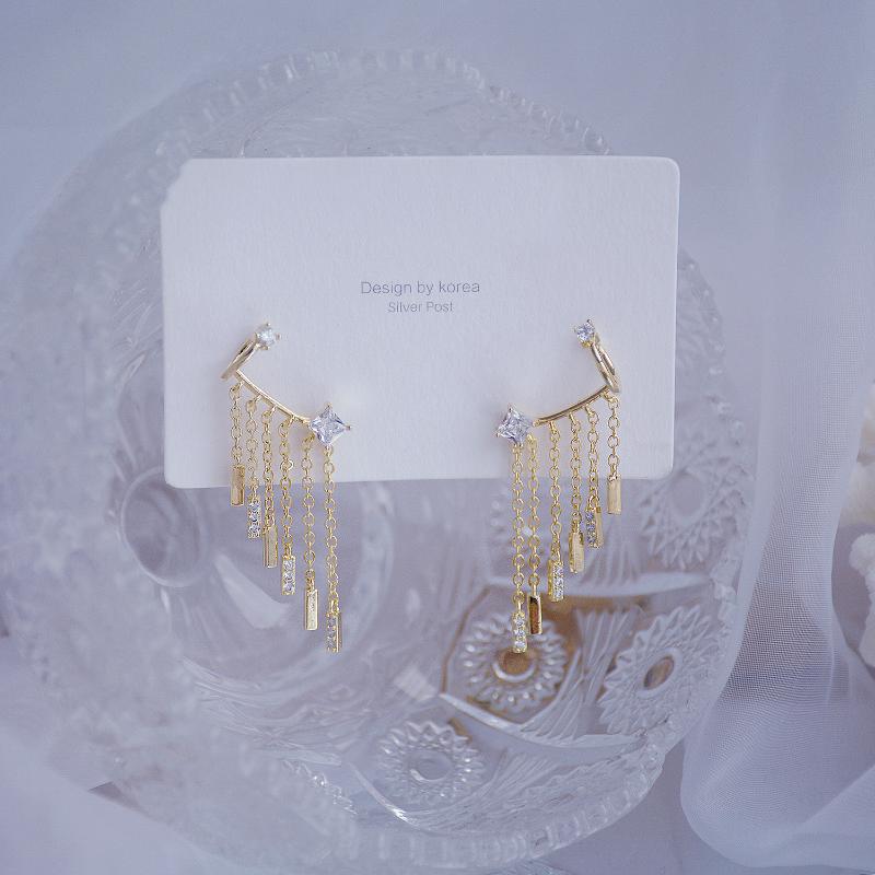 Stud 14k Real Gold Fashion Jewelry Crystal Long Chain Tassel Exquisite Shiny Earrings For Woman Holiday Party Elegant Earring
Stud 14k Real Gold Fashion Jewelry Crystal Long Chain Tassel Exquisite Shiny Earrings For Woman Holiday Party Elegant Earring