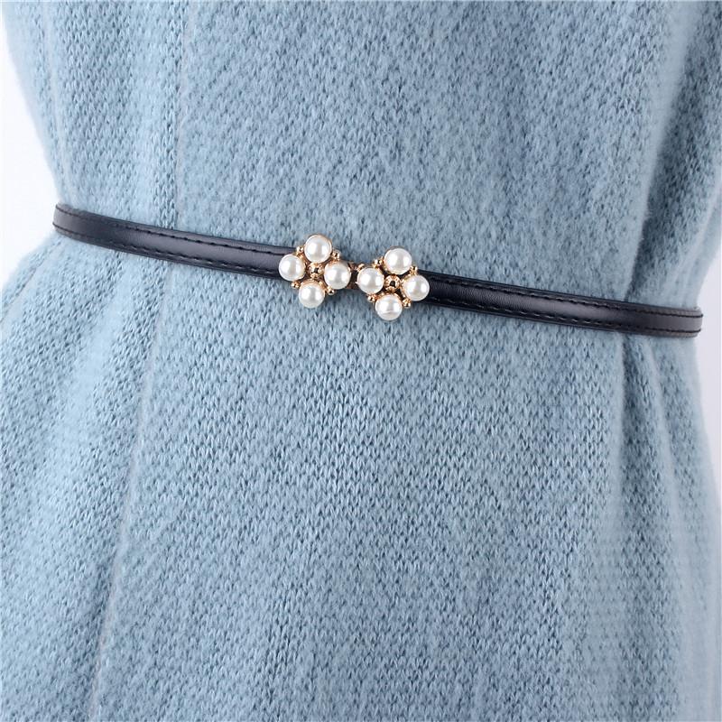 Belts Women Fashion Pearl Flower Buckle Adjustable Thin Waistband Dress Decorative Cummerbunds Narrow Black Pu Leather Gifts
Belts Women Fashion Pearl Flower Buckle Adjustable Thin Waistband Dress Decorative Cummerbunds Narrow Black Pu Leather Gifts