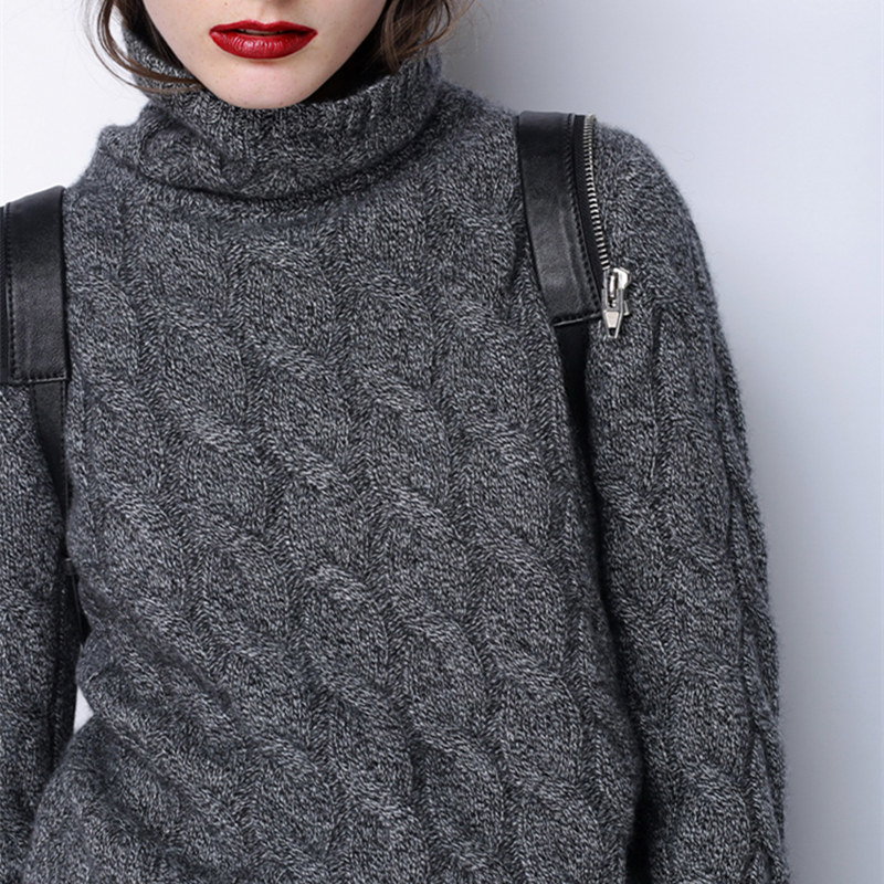 winter thick turtleneck sweater women 100% pure cashmere sweater female twist knitted bottoming warm pullover 210218