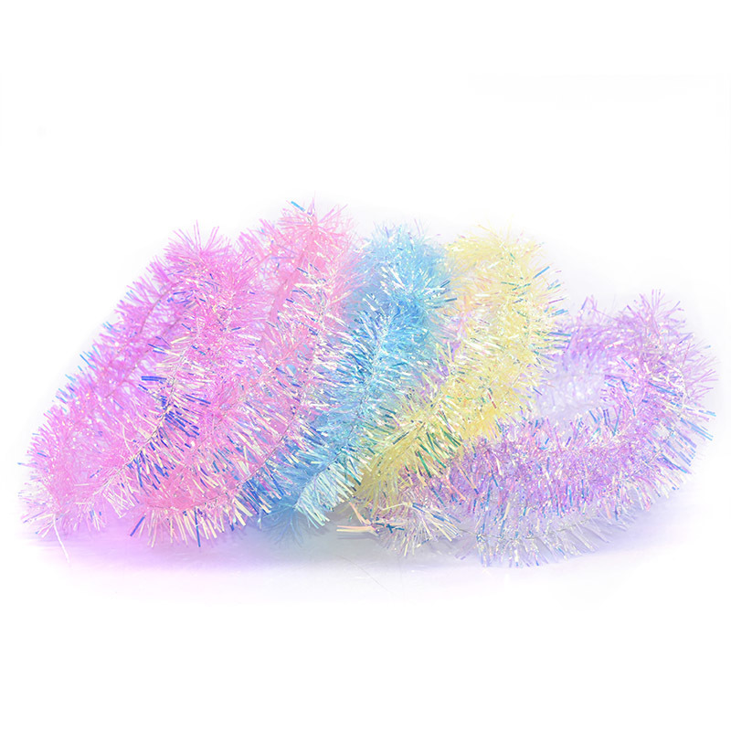 2 M Foil Rattan Tinsel Streamer Rainbow Color foil Garland Decorated Christmas Tree Ornaments Tops Ribbon Year Decor Y201020