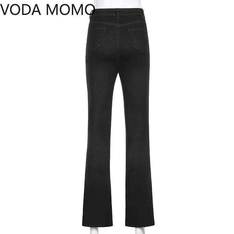 Casual Solid Flare Jeans woman For Girls Female Fashion Women's Vintage Denim Pants High Waisted Trouser Harajuku Capris 210922