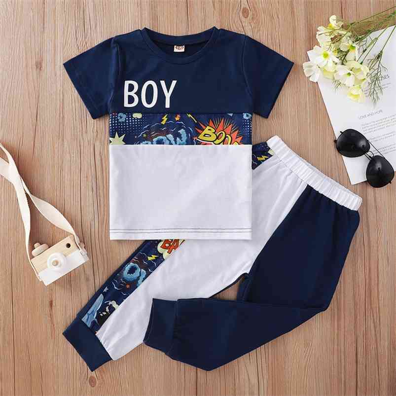 Summer Children Sets Casual Short Sleeve O Neck Patchwork T-Shirt Print Trousers 2Pcs Boys Clothes 210629, Blue
Summer Children Sets Casual Short Sleeve O Neck Patchwork T-Shirt Print Trousers 2Pcs Boys Clothes 210629, Blue