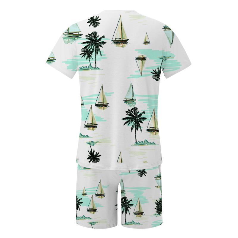 Men's Tracksuits 2022 Men Casual Set Fashion 2pcs Sweat Suit Summer Sportsuit Tropical Male Sportswear Tracksuit Short Sleeve T-shirt Shorts